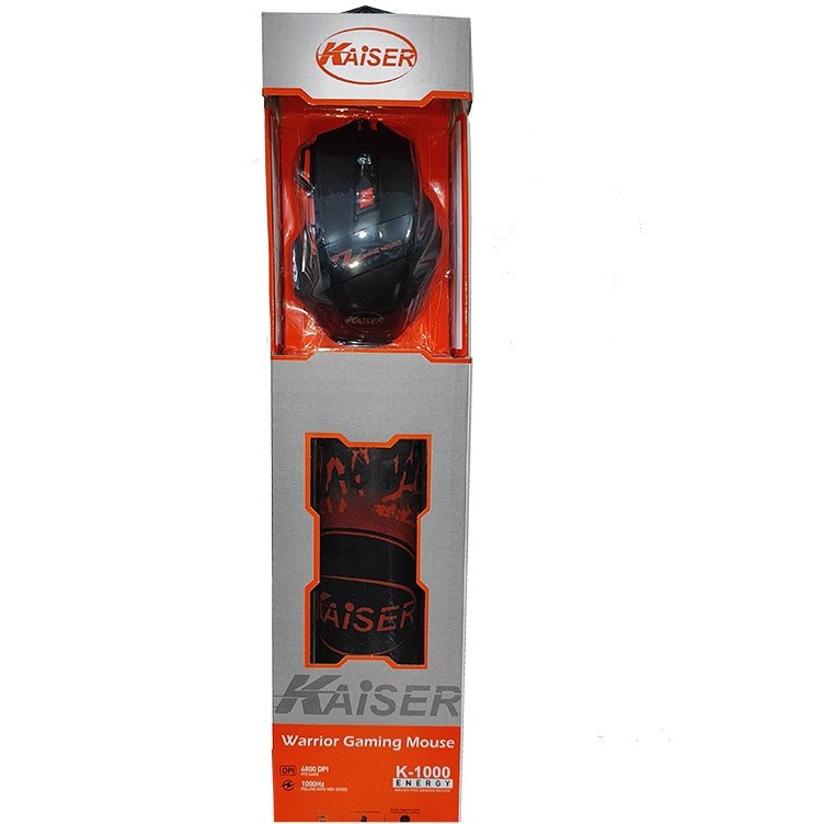 VBLSD1Ey5_rSdnUy ماوس گیمینگ کایزر مدل K-1000 با سیم همراه ماوس پد - تصویر 1